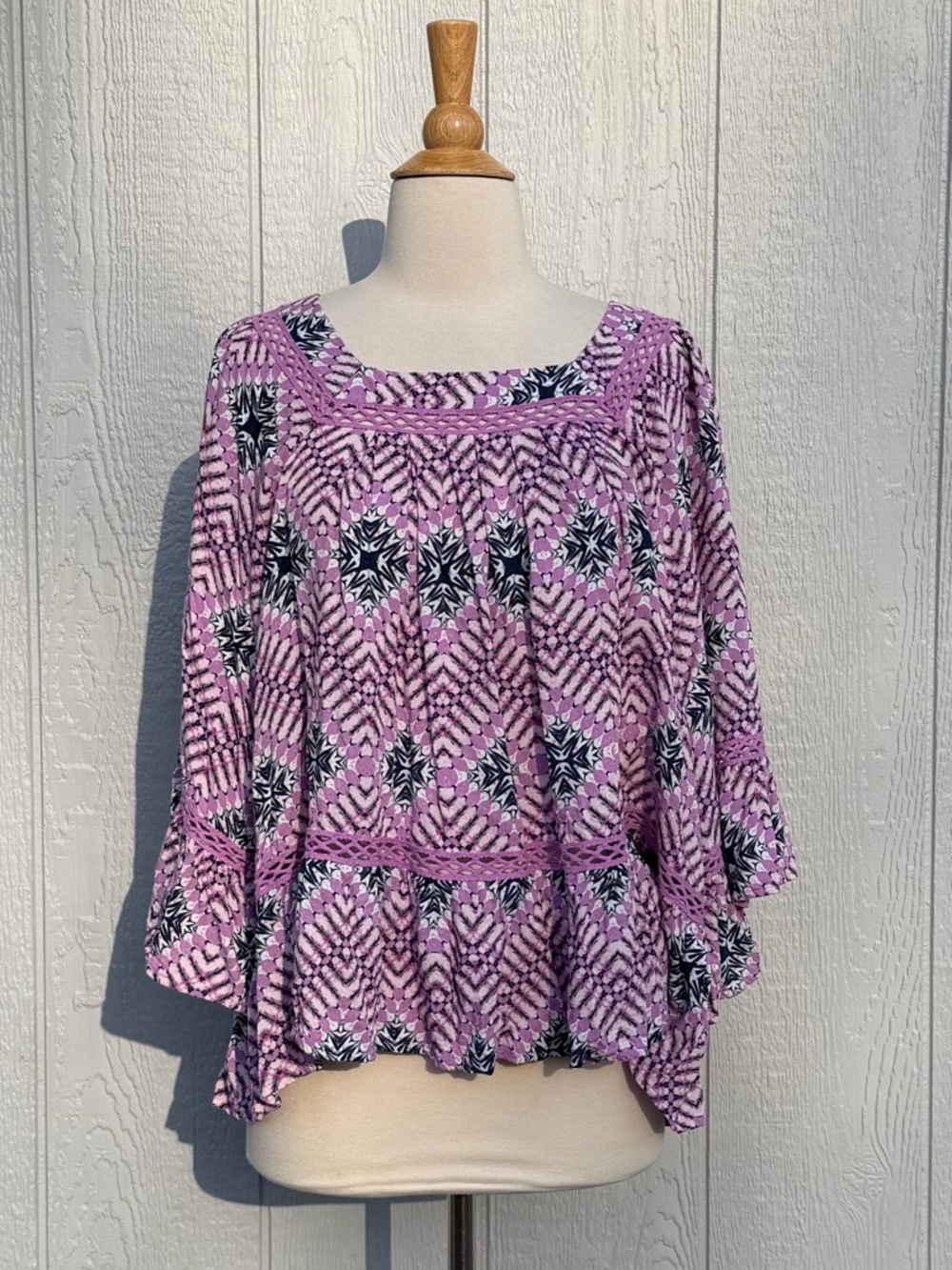 Haute Hippie XL Ivy 3/4 Sleeve Flutter Blouse